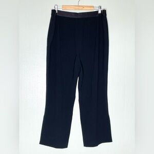 Kobi Halperin Classic Black Women's Pants side zip straight leg side slit crepe